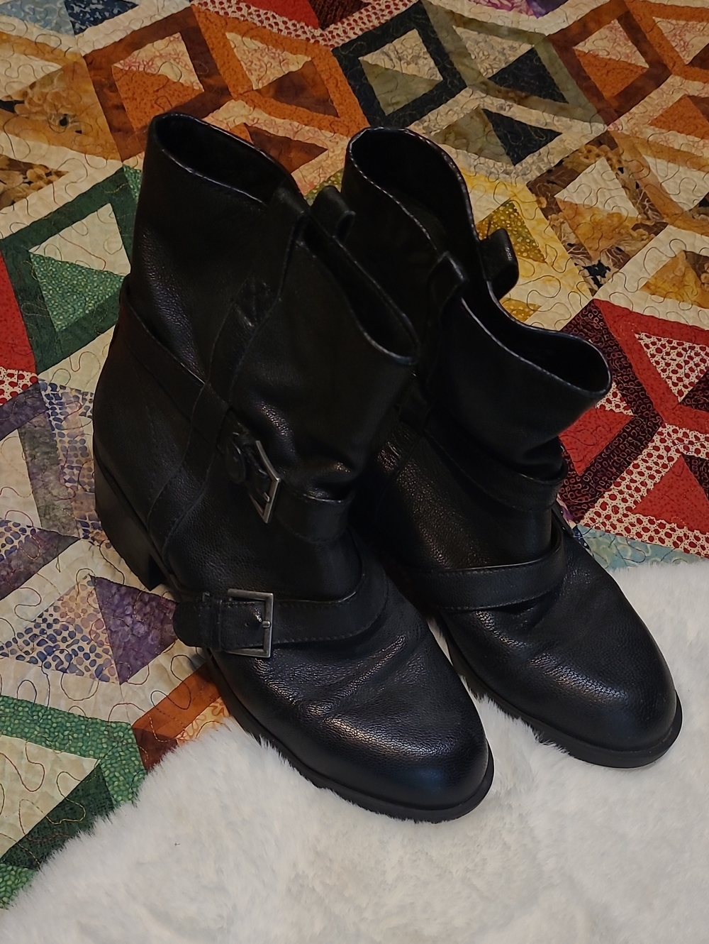 Nike X Cole Haan Black Leather Buckle Ankle Boots Womens 8